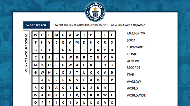 Guinness World Records wordsearch image