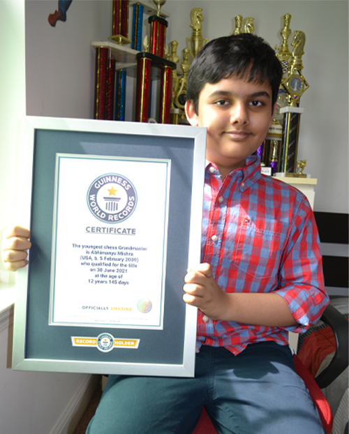 Abhi with his guinness world records certificate