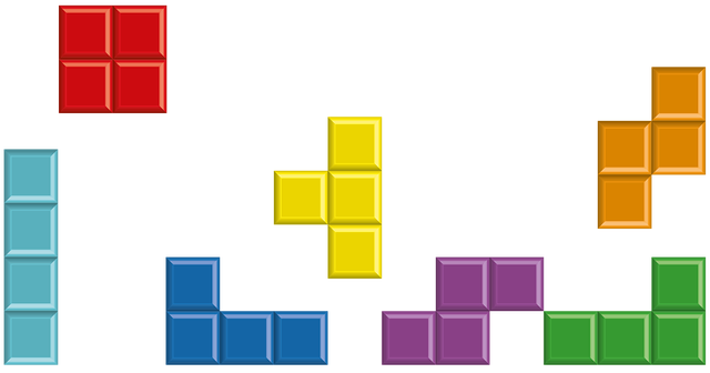 multi coloured tetris style cubes