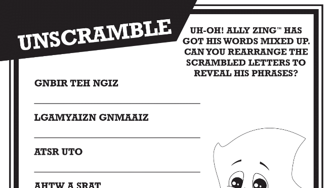 Unscramble Ally zing