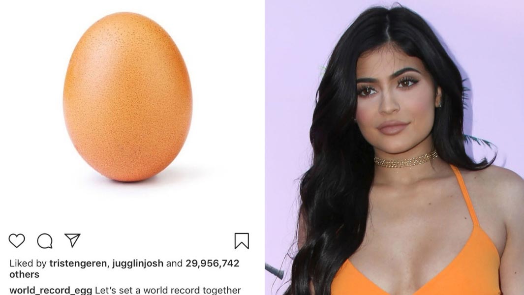 Most liked image on Instagram egg and Kylie Jenner