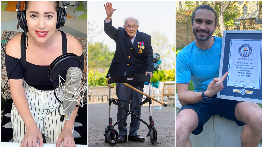 lockdown records tom moore lady gaga and joe wicks