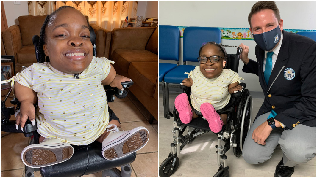 split image of wildine shortest woman non mobile