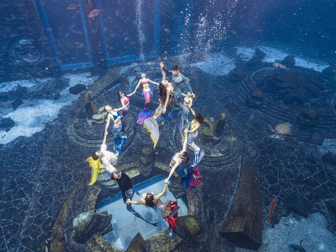 mermaids holding hands in a circle