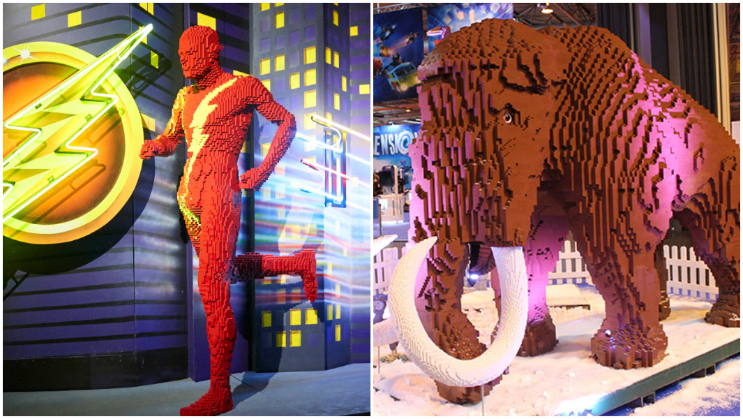 split image LEGO flash LEGO mammoth