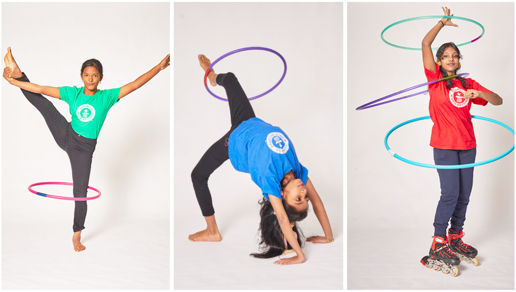 Three split image bridge arabesque hoops