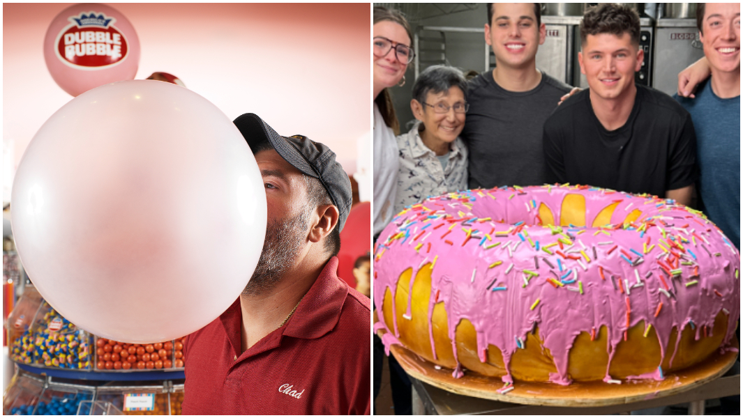 split image bubblegum doughnut cake