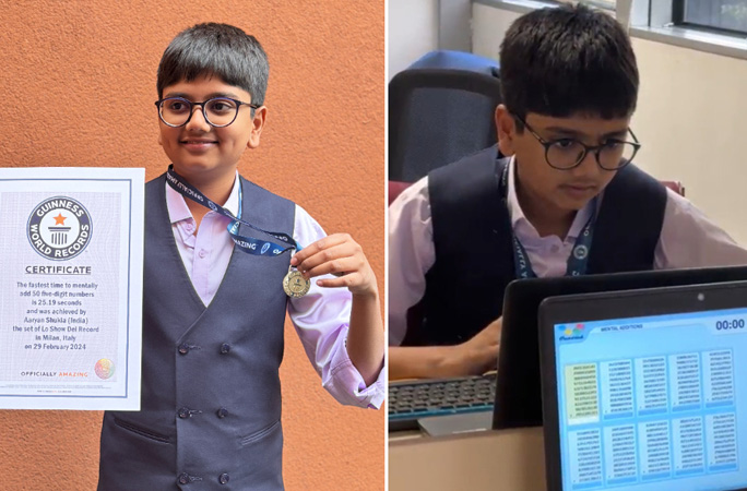 aaryan holding certificate and working on laptop