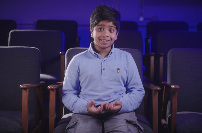 aneeshwar speaking to camera