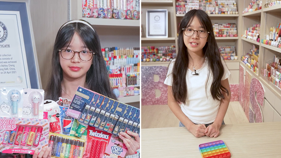 split image scarlett cheng with collection and pop it