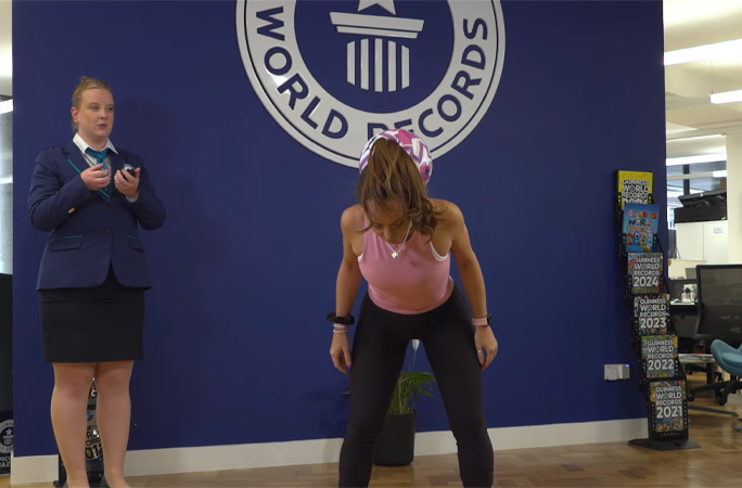 Laura doing around the moon trick