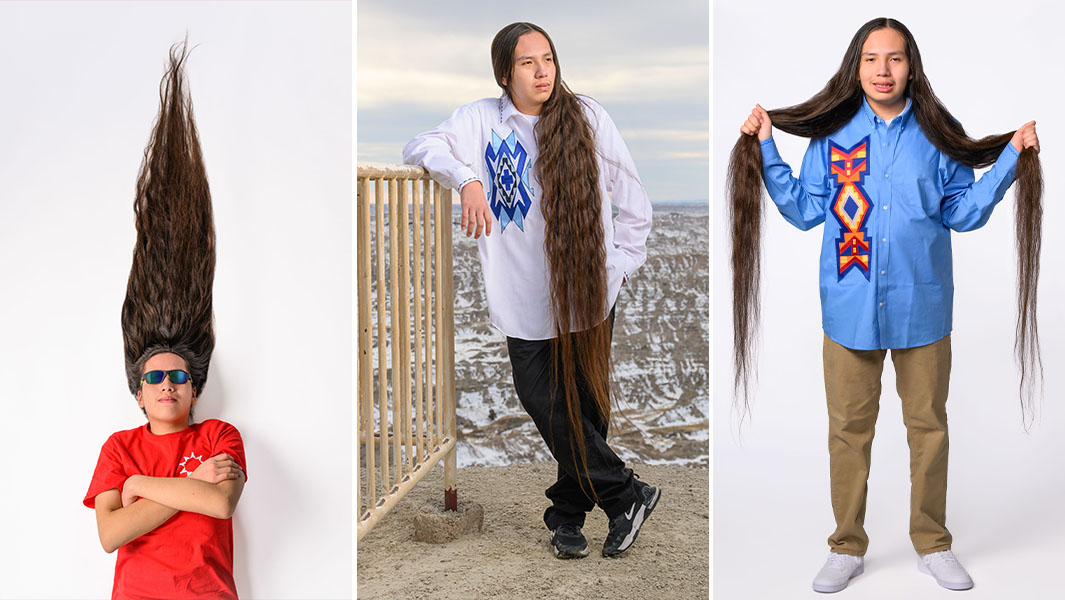 Reuben split header showing hair