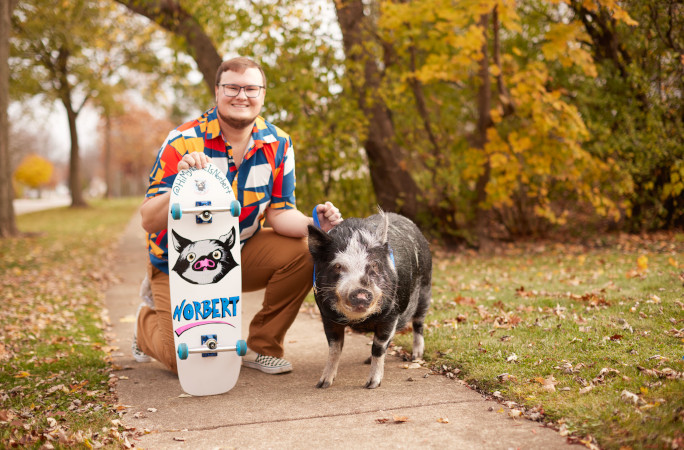 Norbert posing with owner