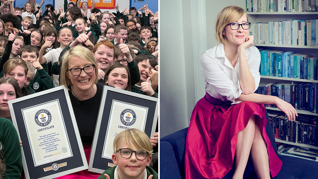 split header of laura smiling