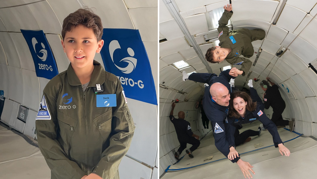 split jack close up and on zero gravity with team