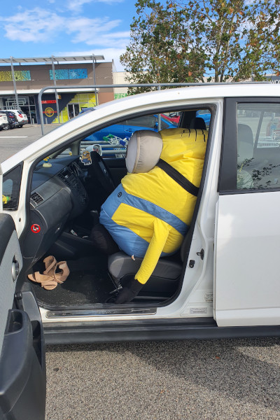 Giant Minion in car