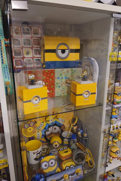 Minion collection on shelves