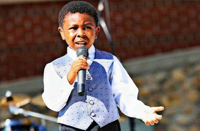 Caleb with microphone