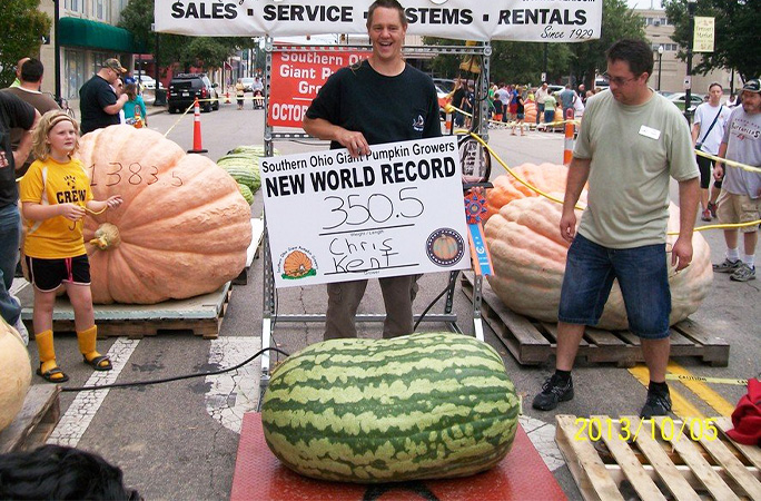 Heaviest watermelon being weighed