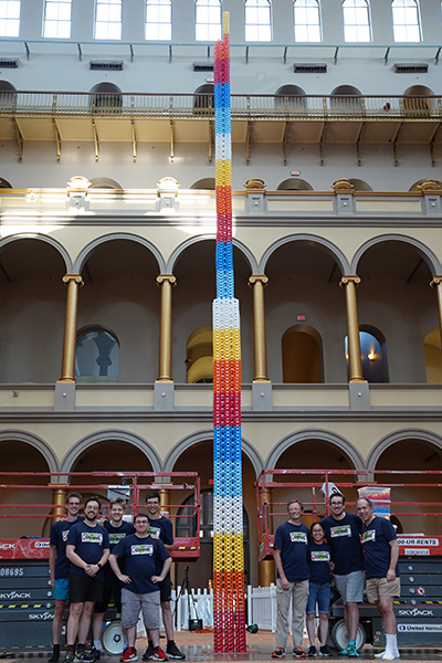 Tallest domino structure with team