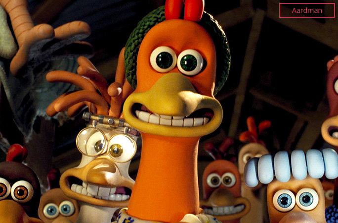 Close up of the characters from Chicken Run