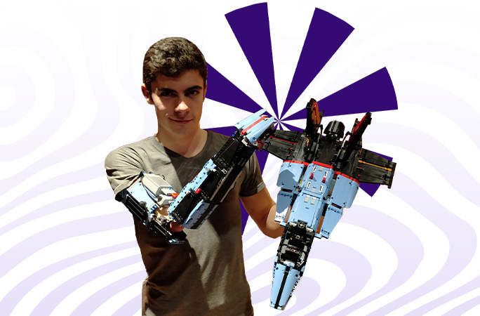 Boy with robotic arm