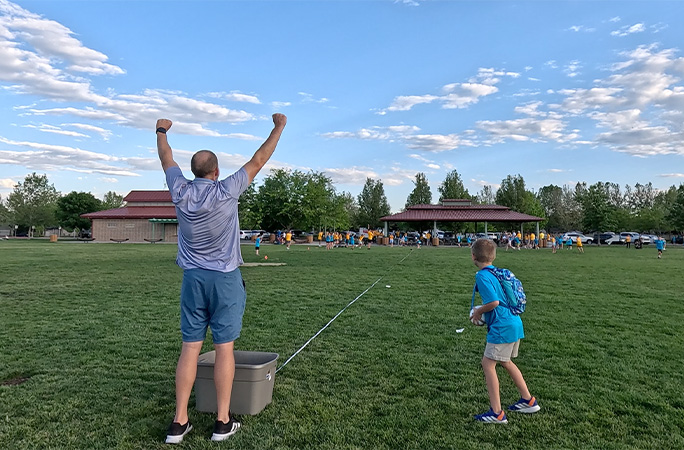 David and son celebrating