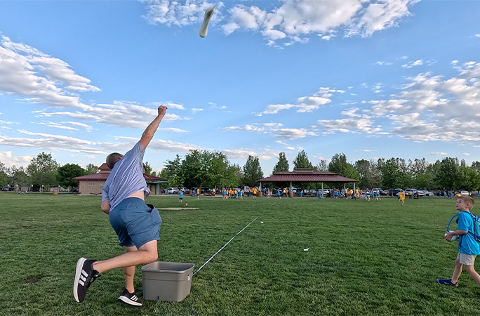 David letting balloon go