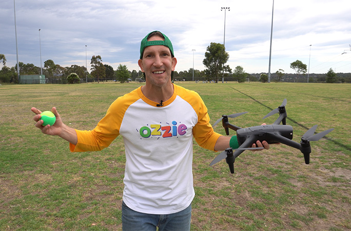 ozzie with drone and ball