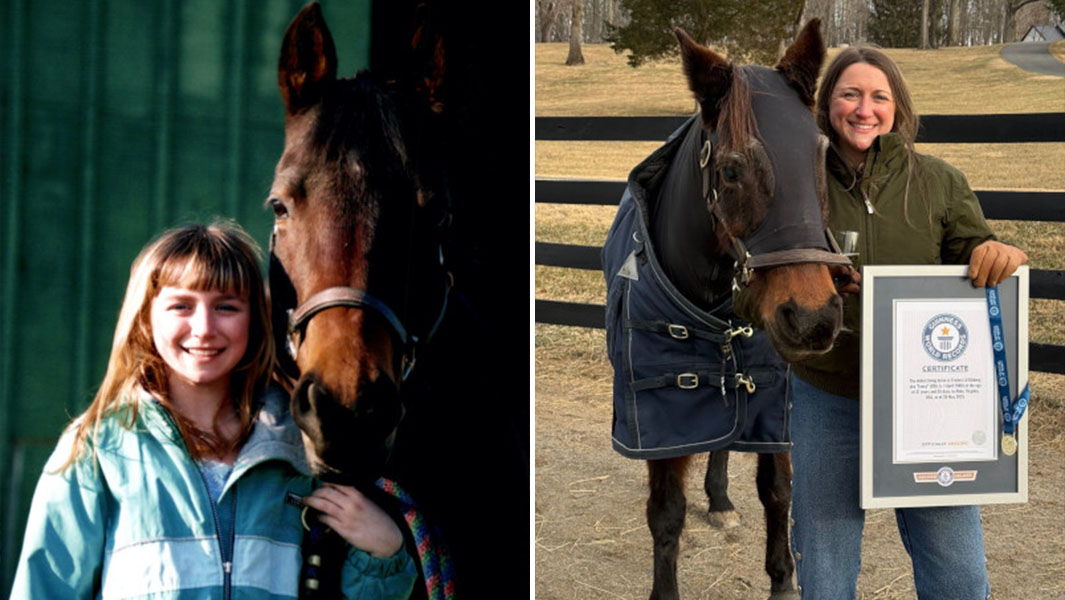 split image Paige with Fancy kids and now