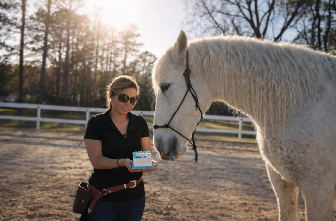 Gringo being fed cake