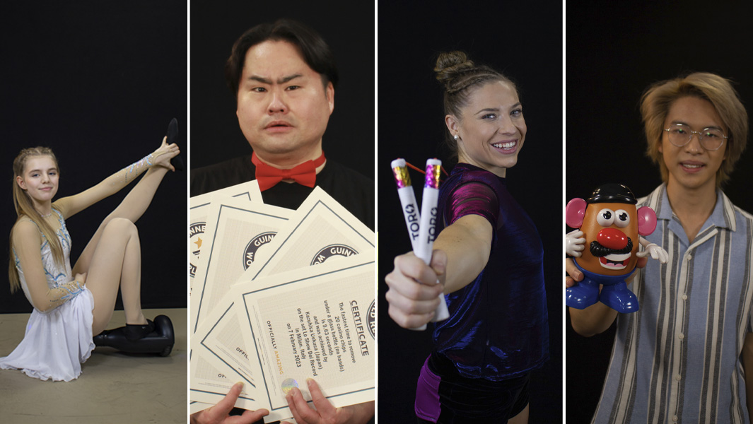 split image four record holders