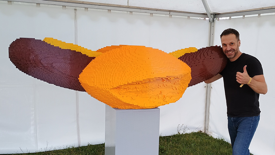 hot dog LEGO sculpture