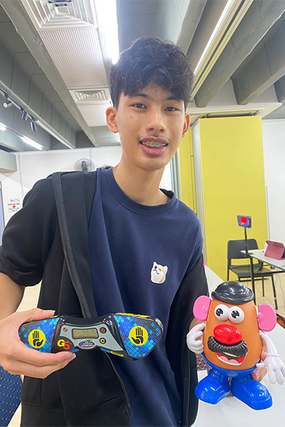 Calen with toy