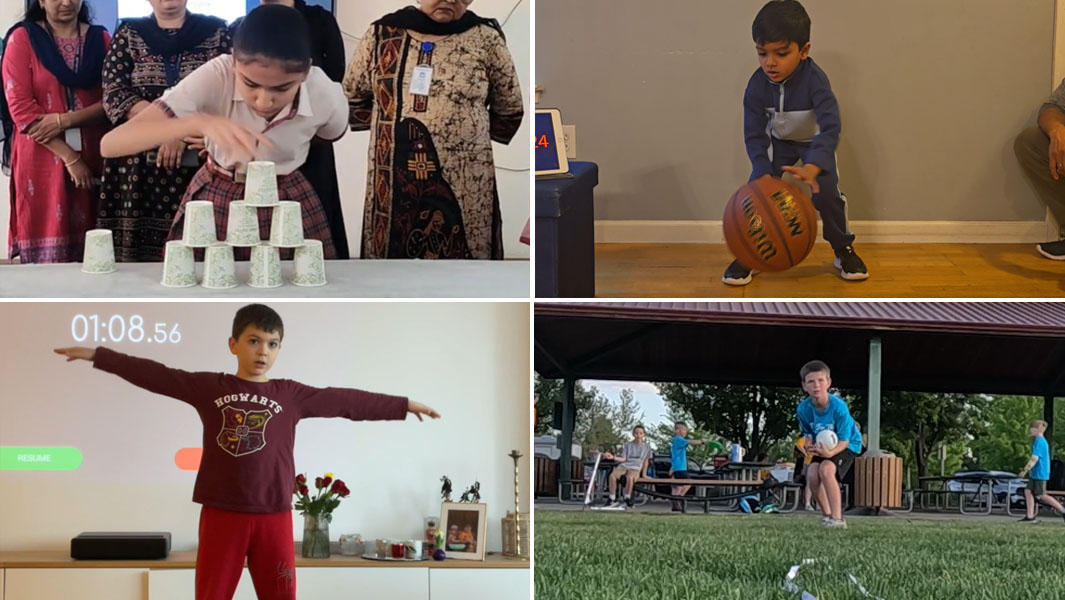 split image four kids breaking records