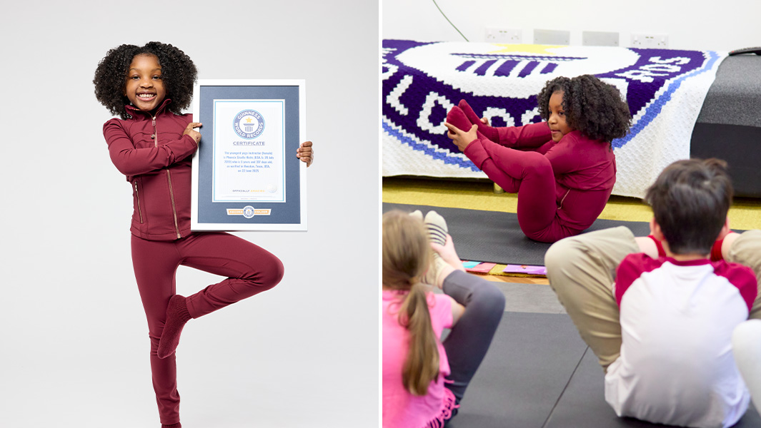 split image phoenix posing with certificate teaching class