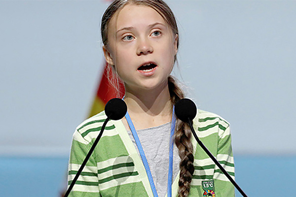 Greta Thunberg during a speech