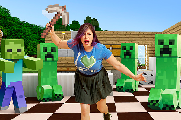 Woman in Minecraft World