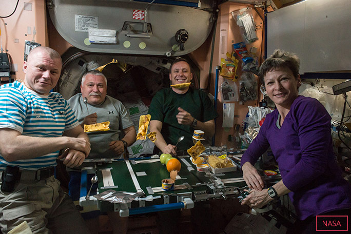 Peggy with crew members