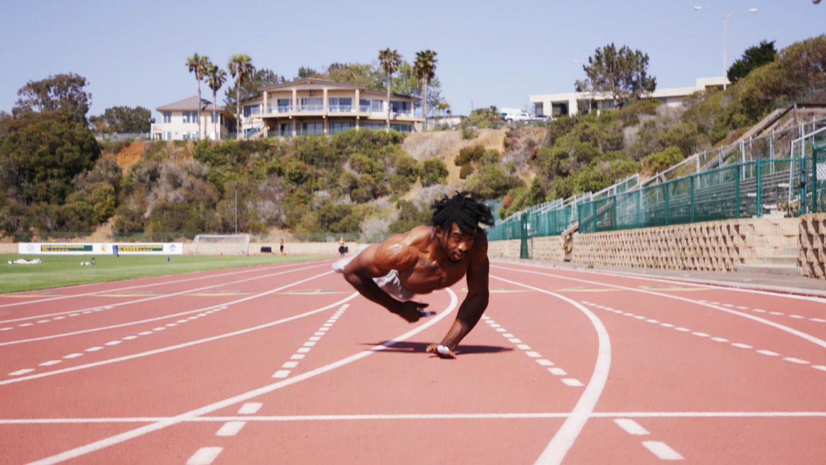 Zion runnning on the track