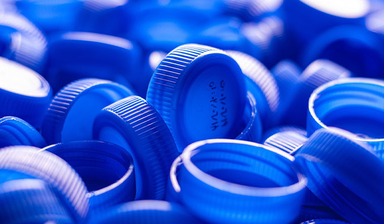 Blue bottle caps