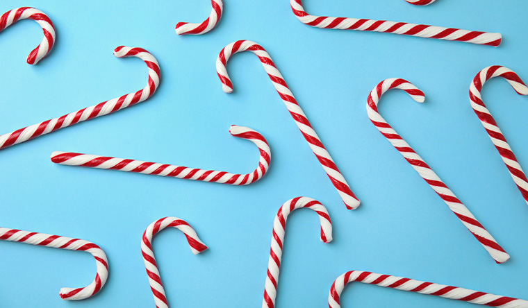 candy canes in blue background