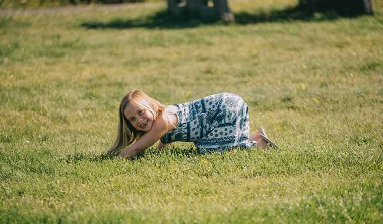 girl bear crawling