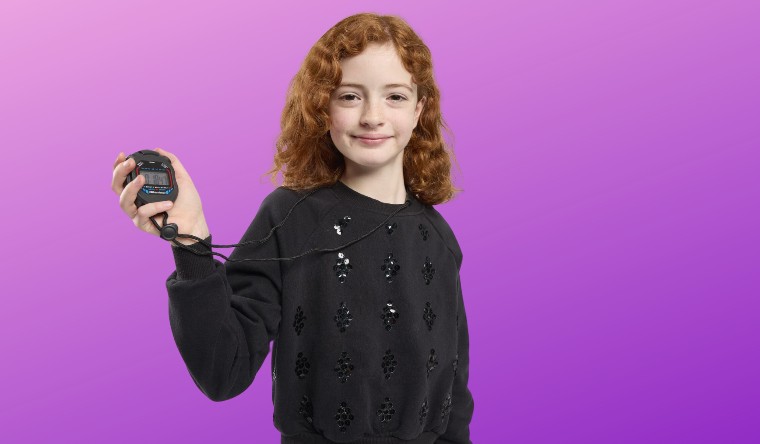 Girl holding a stopwatch