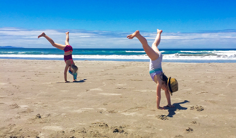 girls doing cartwheels