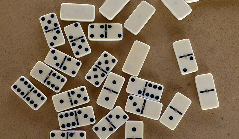 dominos on table