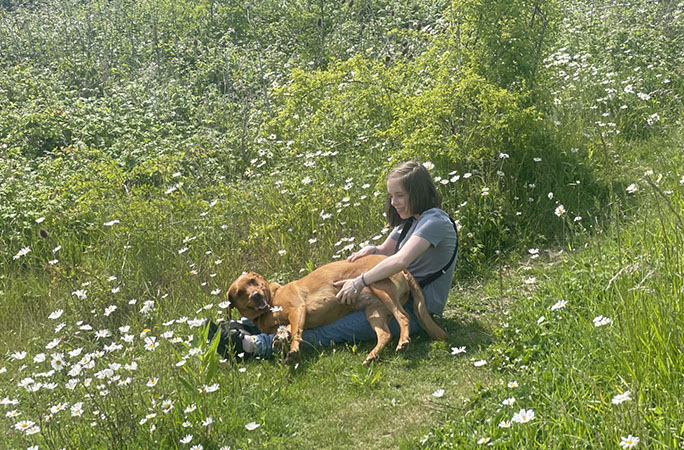 Bly with dog