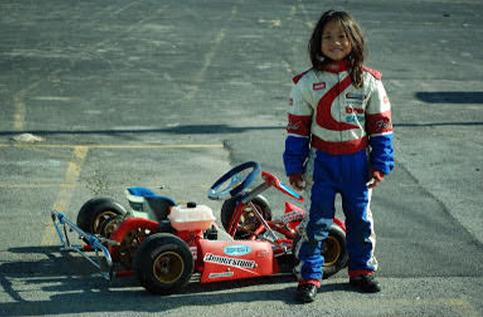 young chloe next to go kart