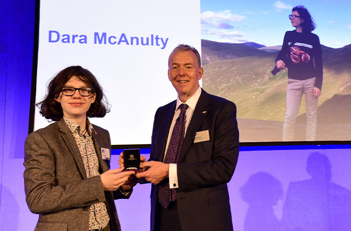 Dara receiving his RSPB medal
