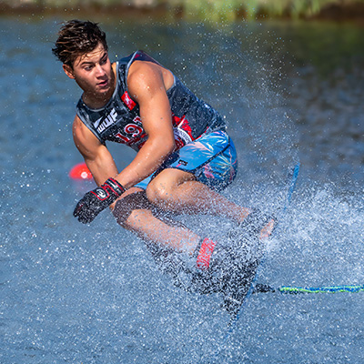 Jake Abelson waterskiing